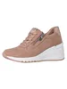 A side view of a pink wedge sneaker with a white sole. Produktbild-Vorschau