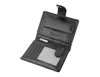 An open black leather wallet is shown against a white background. Produktbild-Vorschau