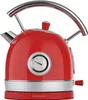 A red electric kettle with a silver handle and base, featuring a temperature gauge on the front. Produktbild-Vorschau