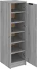 A tall, narrow cabinet with shelves, shown with one door open. Náhled obrázku produktu