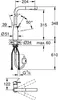 A technical drawing of a faucet with dimensions and angles. Produktbild-Vorschau