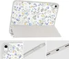 A collage of images showing a floral-patterned iPad case from different angles, including close-ups of the camera area and side ports. Anteprima dell’immagine prodotto
