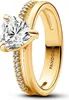 Pandora Doppelband-Herzring Größe 54, eleganter Goldring Produktbild-Vorschau 2