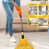 A person is cleaning a floor with a mop, with four inset images showing different locations where the mop can be used. Anteprima dell’immagine prodotto