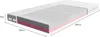 A 3D rendering of a mattress with dimensions indicated. Produktbild-Vorschau
