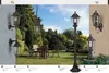 Outdoor garden scene with furniture and lighting fixtures. Produktbild-Vorschau