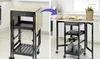 A kitchen cart shown in two states: folded and unfolded, with items on it. Produktbild-Vorschau