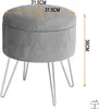 Happyment Luxus Samt Hocker – Grau – SitzHocker mit Deckel Produktbild-Vorschau 3
