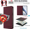 Collage of product images and diagrams illustrating RFID blocking features. Produktbild-Vorschau