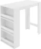 A white bar table with a built-in three-tier shelf on the left side, shown against a white background. Produktbild-Vorschau