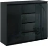 A black high-gloss dresser with four drawers and two cabinets. Náhľad obrázku produktu