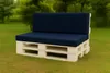 A dark blue pallet sofa set with cushions sits on a grassy lawn with trees in the background. Anteprima dell’immagine prodotto