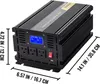 A product shot of a power inverter with dimensions overlaid. Produktbild-Vorschau
