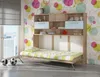 A bedroom with a wall bed and colorful wallpaper. Produktbild-Vorschau