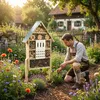 Relaxdays – domek dla owadów z podstawką, drewno, dach z Podgląd zdjęcia produktu 3