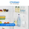 Inside view of a refrigerator showing shelves with food and drinks. Produktbild-Vorschau