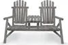 A wooden bench with two seats and an integrated table, shown against a white background. Produktbild-Vorschau