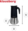 A Klausberg coffee maker with dimensions indicated. Náhled obrázku produktu