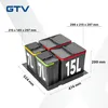 GTV AXISPACE Müll‑ und Sortier‑System 600 mm – 2×15 L + 2×7 Produktbild-Vorschau 4