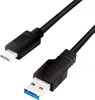 A black USB 3.2 cable with a USB-A connector on one end and a USB-C connector on the other, shown against a white background. Anteprima dell’immagine prodotto