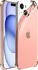 A transparent phone case with a rose gold bumper is shown on a white background, with a rose gold iPhone inside. Produktbild-Vorschau
