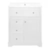 A white bathroom vanity with a sink and drawers, shown against a white background. Podgląd zdjęcia produktu