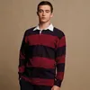 Front Row Rugby Polo-Shirt, langärmlig, gestreift RW476 Produktbild-Vorschau 2