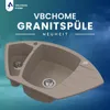 VBChome Spülbecken 90x54x19 cm Beige Granit 1,5 Becken Produktbild-Vorschau 2