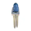 A person wearing a backpack from behind. Produktbild-Vorschau