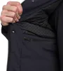 A close-up view of the inside of a navy blue parka jacket, showing a zippered pocket and the patterned lining. Produktbild-Vorschau