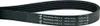 A black poly-v belt with white text printed on it, shown in a curved formation against a white background. Produktbild-Vorschau
