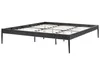 A black metal bed frame with an integrated wooden slat base, shown from a side angle against a white background. Náhľad obrázku produktu