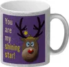 Weihnachten Glitzer-Kaffeebecher mit Rentier Motiv in Lila Produktbild-Vorschau 1