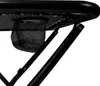 A close-up view of the underside of a black folding table, showing a mesh cup holder attached to the frame. Produktbild-Vorschau