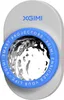 A close-up marketing image of a XGIMI projector lens with a blue ring around it. Produktbild-Vorschau