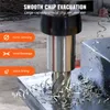 A close-up of a drill bit cutting into metal, with metal shavings flying. Produktbild-Vorschau