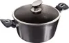 A black Berlingerhaus pot with a granite finish and a glass lid with a silver handle. Náhľad obrázku produktu
