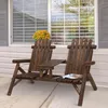 Outsunny Gartenbank mit Tisch Gartenmöbel Sitzbank 2 Stühle Produktbild-Vorschau 2