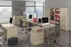 A modern office space with multiple workstations and a filing cabinet. Produktbild-Vorschau