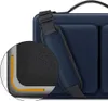 A close-up view of a navy blue laptop bag, highlighting its protective padding. Produktbild-Vorschau