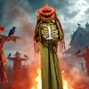 HOMCOM 173 cm Halloween Animierte Kürbis-Skelett Deko Produktbild-Vorschau 10
