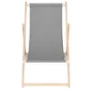 A front view of a gray fabric deck chair with a wooden frame, set against a white background. Produktbild-Vorschau