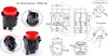 Collage of product images and technical drawings of a push button switch. Náhľad obrázku produktu