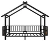 Kinderbed 90 x 200 cm, metalen huisbed met dakframe, Productafbeelding-voorbeeld 9