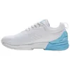 A side view of a white and blue athletic shoe against a white background. Produktbild-Vorschau