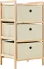 Étagère de rangement 3 paniers Tissu Bois de cèdre Beige Voir les images du produit 1
