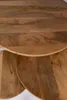 A close-up view of three round wooden tables stacked on top of each other. Voir les images du produit