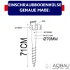 A diagram showing the dimensions and specifications of a screw-in ground sleeve. Náhled obrázku produktu