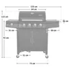 A diagram of a gas grill with dimensions indicated by lines and numbers. Produktbild-Vorschau