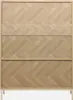 A close-up front view of a wooden cabinet with a herringbone pattern. Produktbild-Vorschau